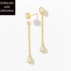 Toucstone Crystal Versitle; Drop Me A Line Earrings; Sterling Silver Gold Plated